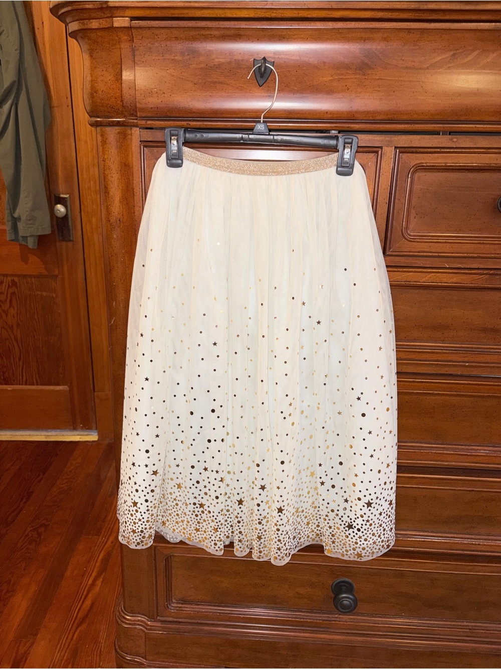 Cat & Jack Girls 7/8 Cream Gold Star Tulle Midi Skirt NWT - Picture 2 of 6